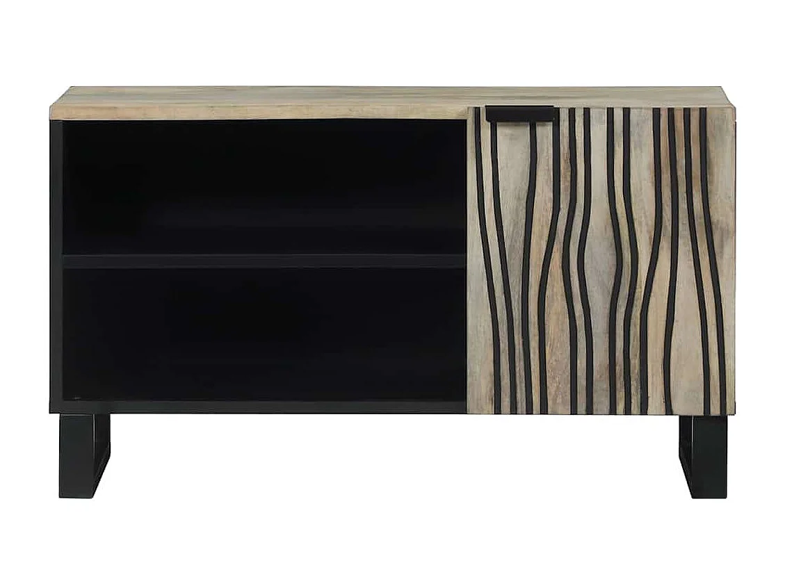 Muebles y estantes para almacenamiento de medios en blanco y negro