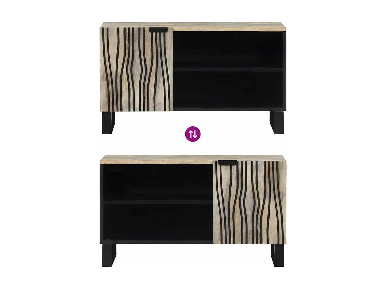 Muebles y estantes para almacenamiento de medios en blanco y negro