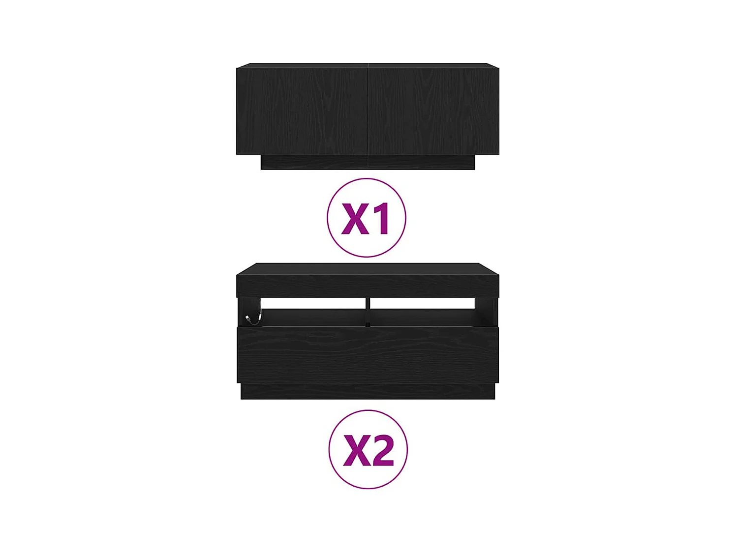 Mobile TV 3 pezzi Nero 260 x 35 x 40 cm Legno ingegnerizzato