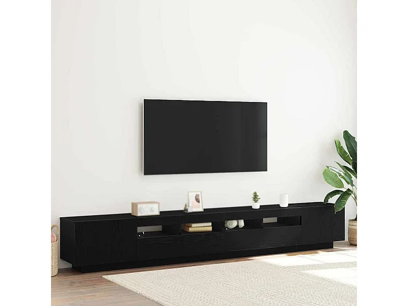 Mueble de TV de 3 piezas Negro 260 x 35 x 40 cm Madera de ingeniería