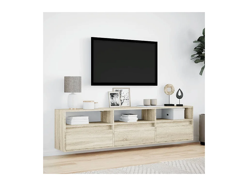 Wandmeubel met LED Sonoma eiken 180x31x45 cm