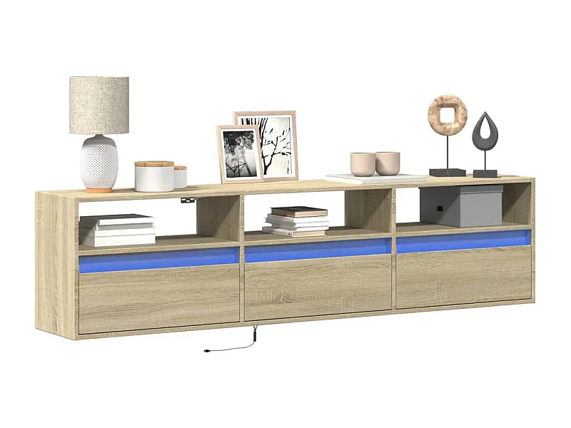 Wandmontierter TV-Schrank mit LED Sonoma-Eiche 180x31x45 cm