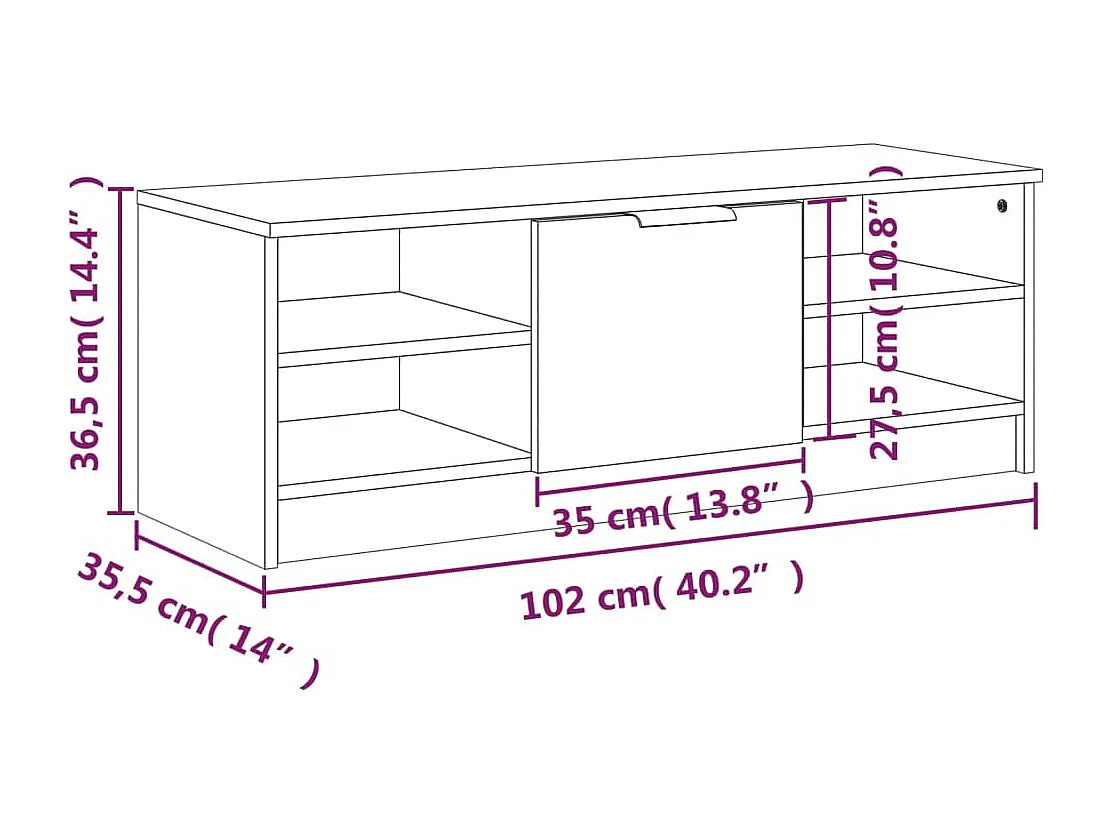 Meuble TV Chêne fumé 102x35,5x36,5 cm Bois d'ingénierie