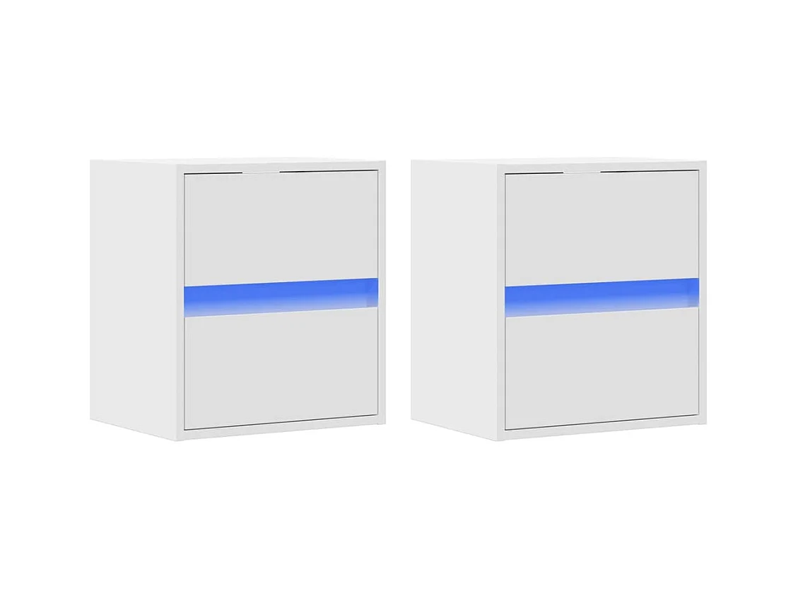 Wandmeubels met LED-verlichting 2 stuks wit 41x31x45 cm