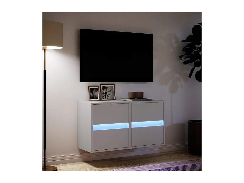 Wandmeubels met LED-verlichting 2 stuks wit 41x31x45 cm