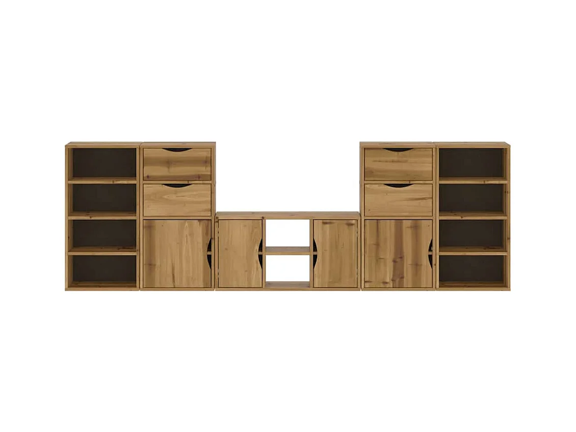 5-delige tv-kast met opbergruimte ODDA massief grenenhout