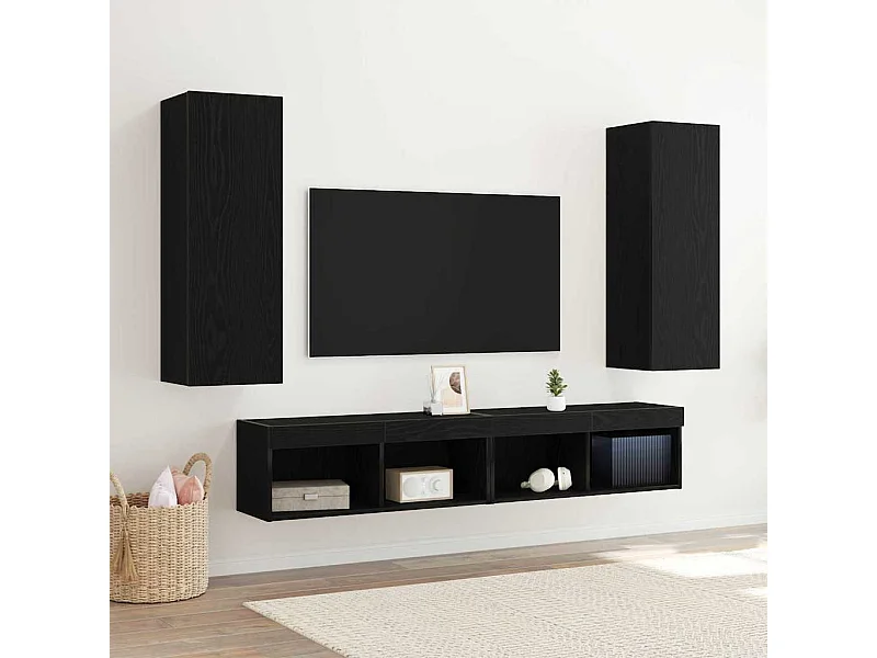 2-delige wandkast TV-meubel Zwart eiken 30,5 x 30 x 90 cm