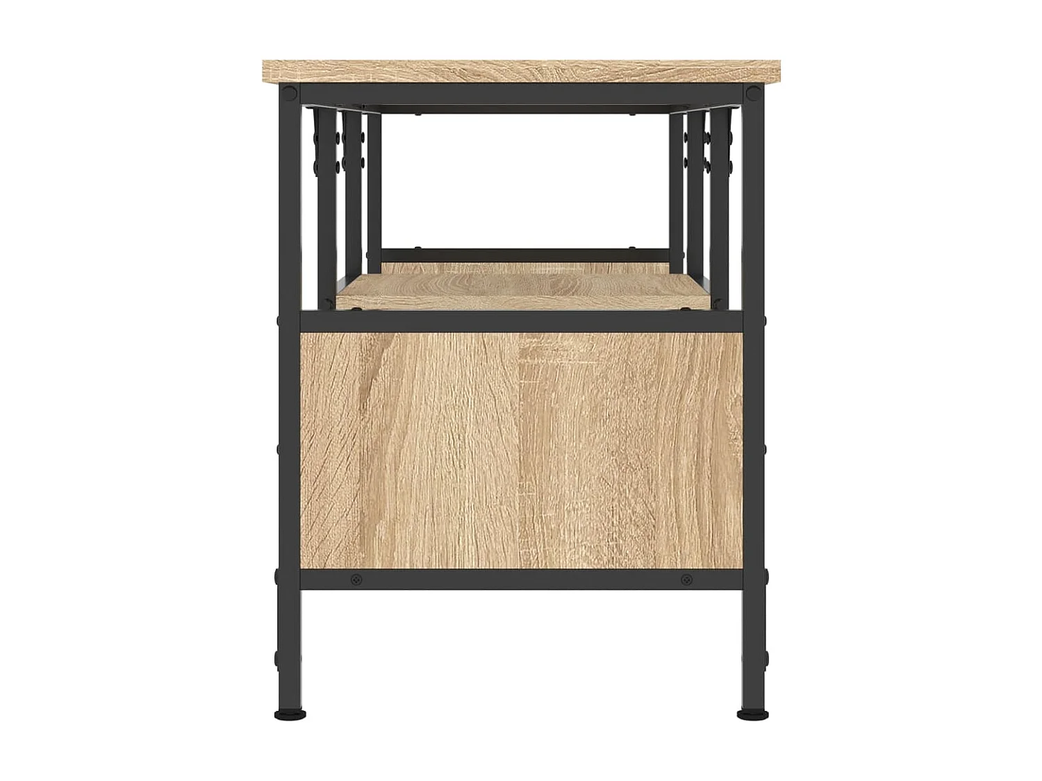 Meuble TV chêne sonoma 100x35x45 cm bois d'ingénierie et fer