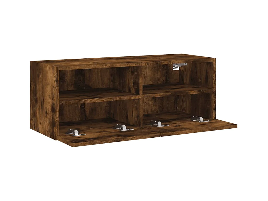 Meuble TV mural chêne fumé 80x30x30 cm bois d'ingénierie