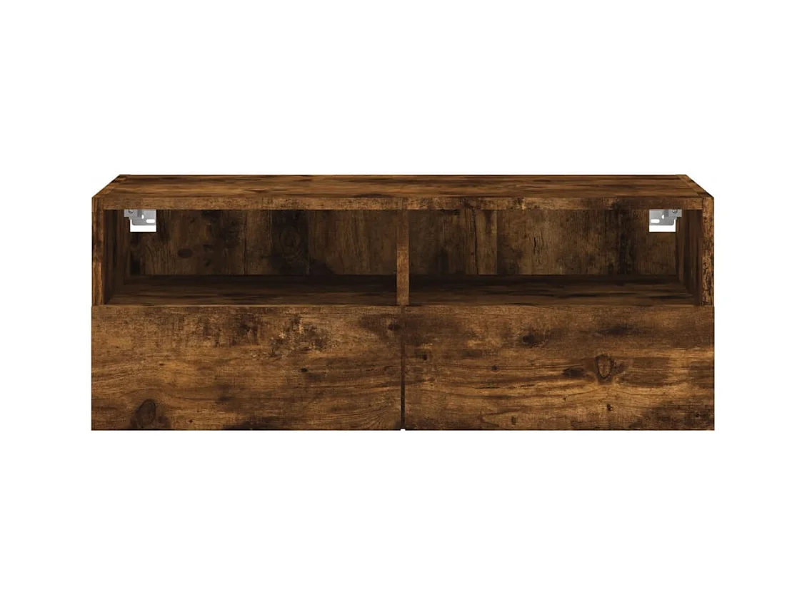 Meuble TV mural chêne fumé 80x30x30 cm bois d'ingénierie