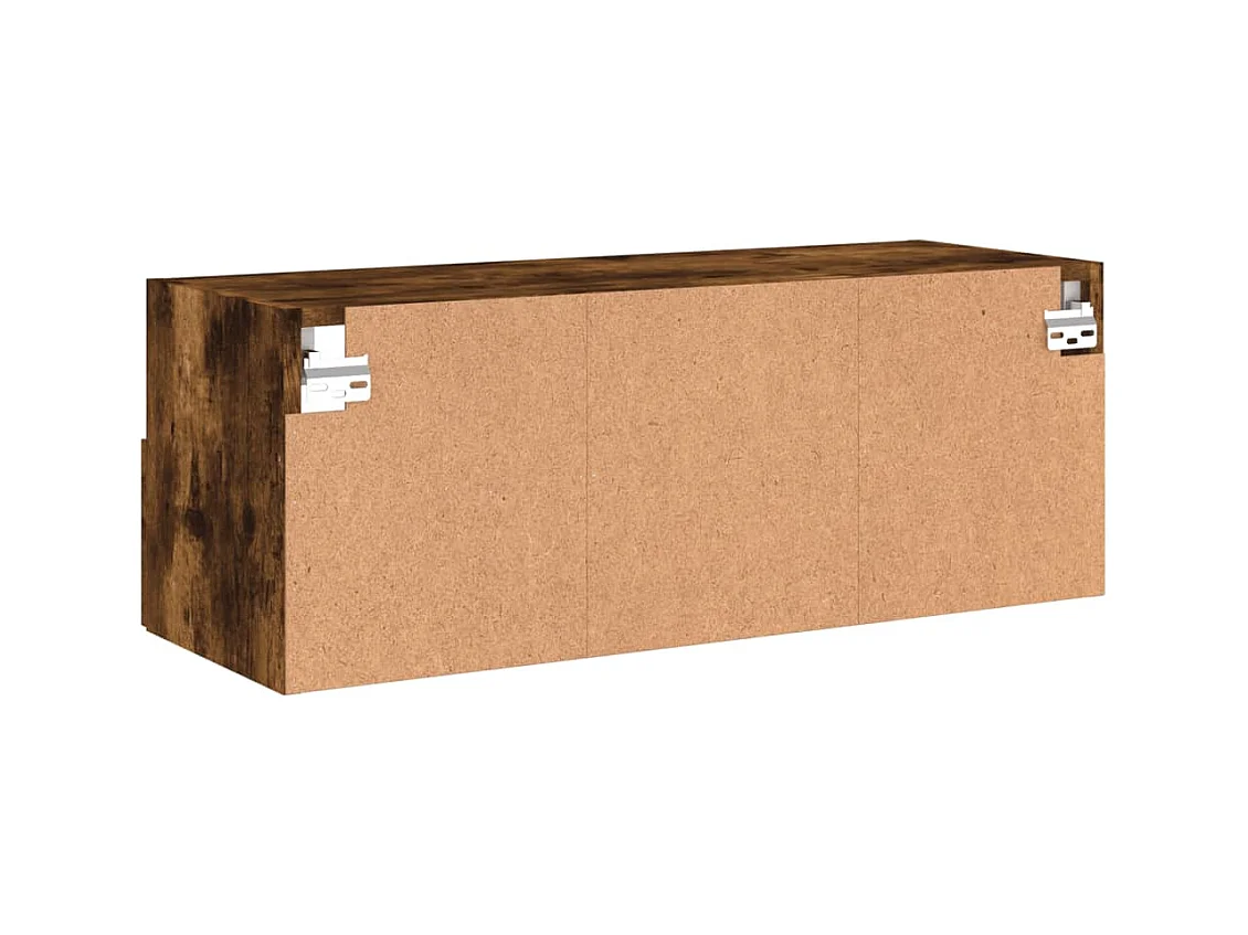 Meuble TV mural chêne fumé 80x30x30 cm bois d'ingénierie