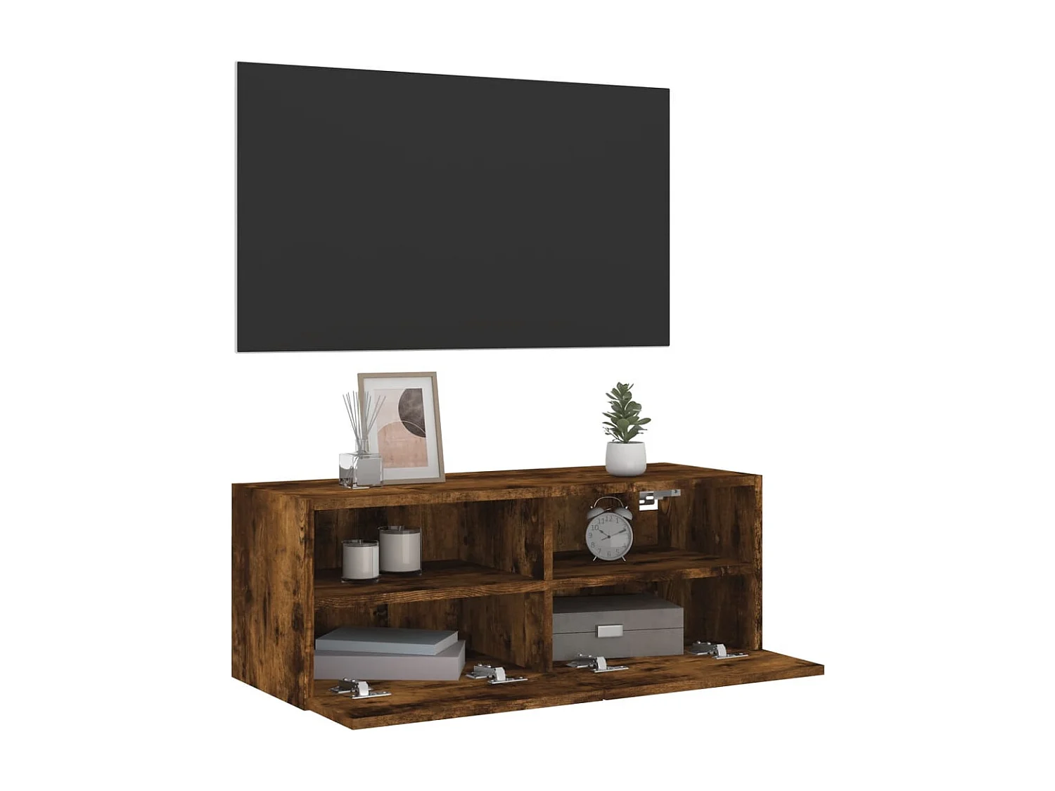 Gerookt eikenhouten wandmeubel 80x30x30 cm bewerkt hout