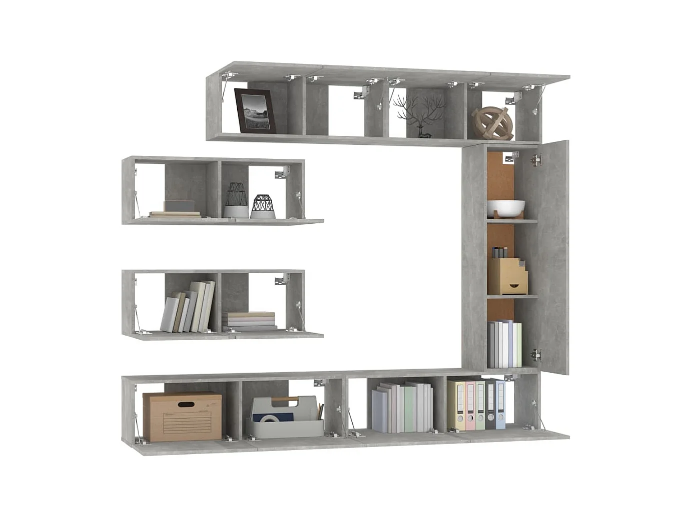 Ensemble de meubles TV 7 pcs Gris béton Bois d'ingénierie