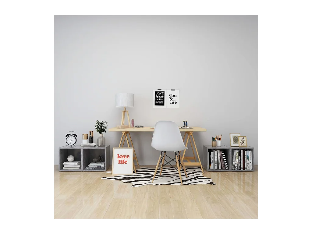 Meubles TV 4 pcs gris béton 37x35x37 cm bois d’ingénierie