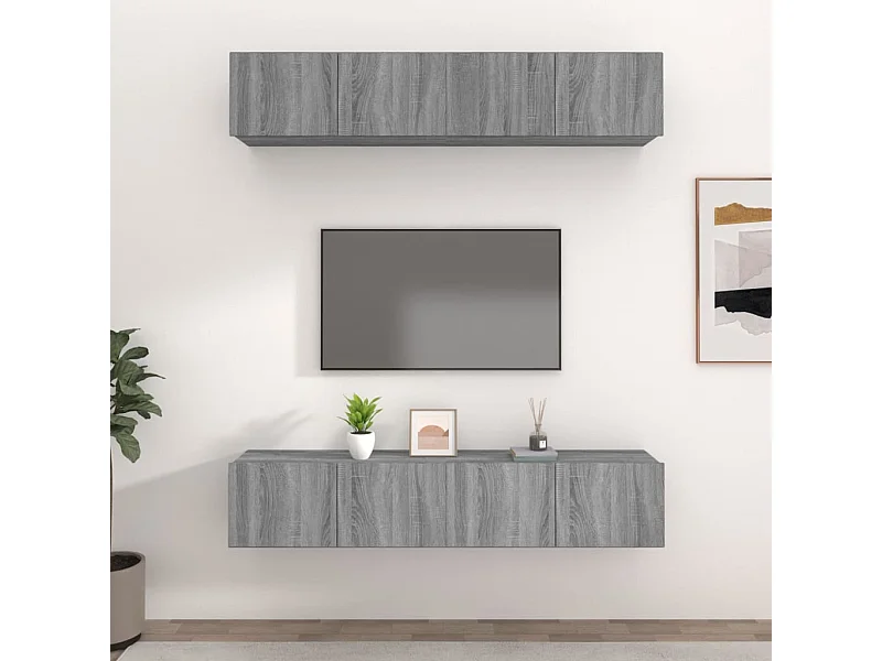 Mueble de TV 4 piezas gris sonoma 80x30x30 cm madera de ingeniería