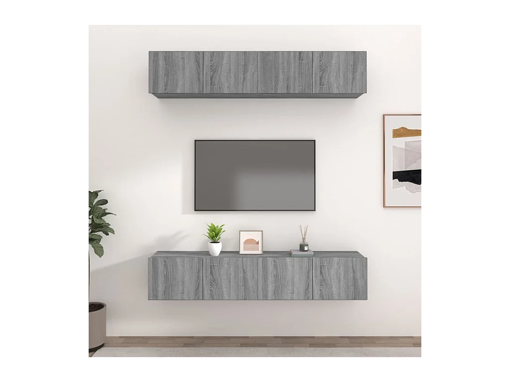 Mueble de TV 4 piezas gris sonoma 80x30x30 cm madera de ingeniería
