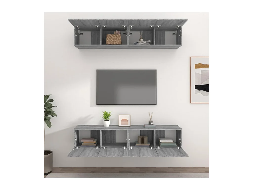 Mueble de TV 4 piezas gris sonoma 80x30x30 cm madera de ingeniería