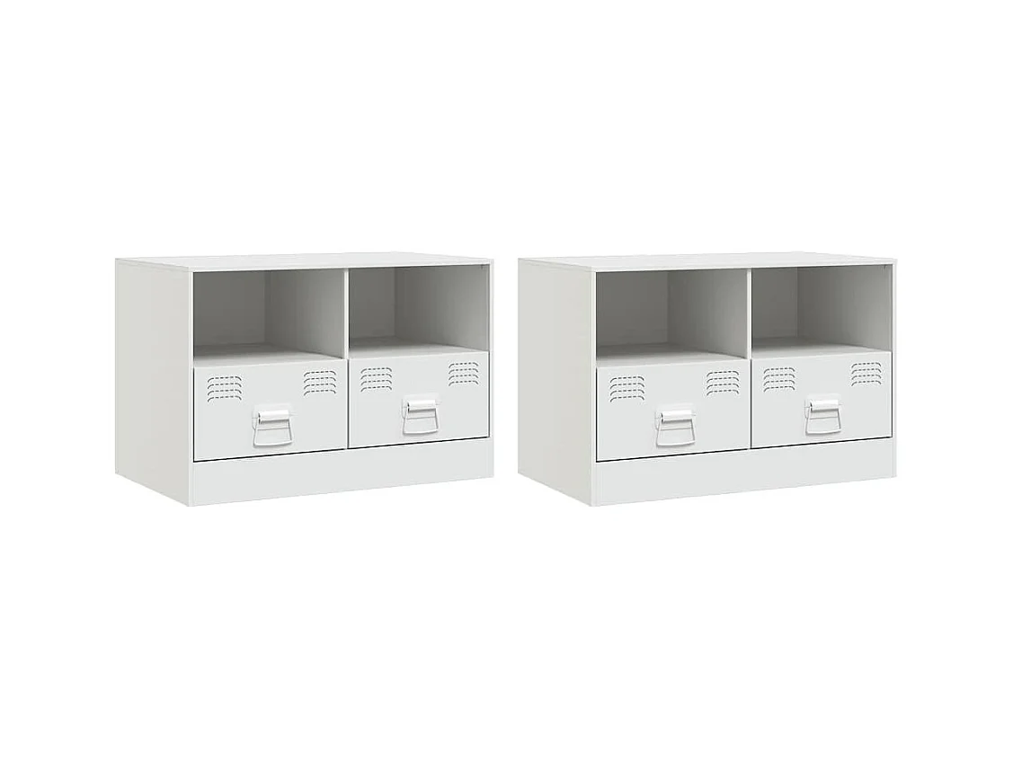 Meubles TV 2 pcs blanc 67x39x44 cm acier