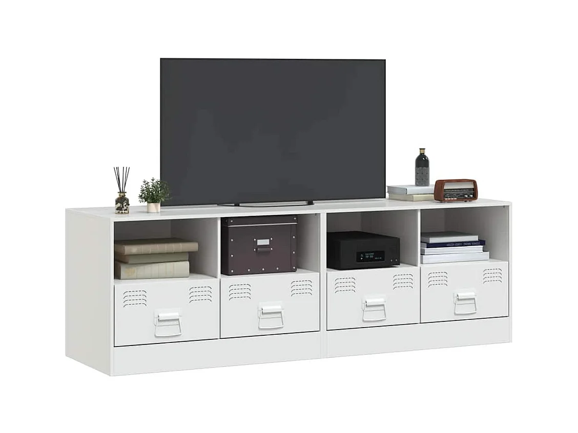 Meubles TV 2 pcs blanc 67x39x44 cm acier