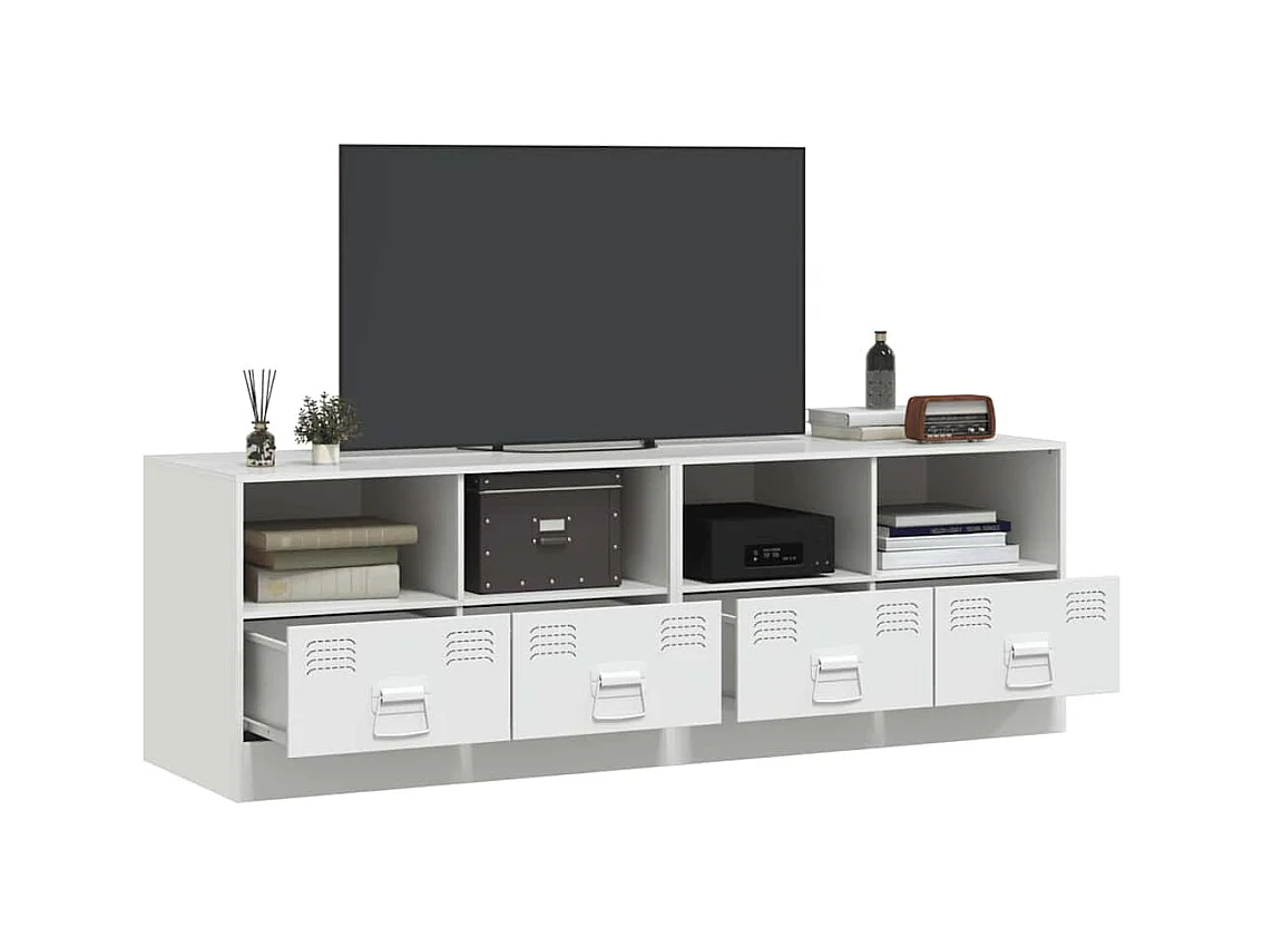 Meubles TV 2 pcs blanc 67x39x44 cm acier