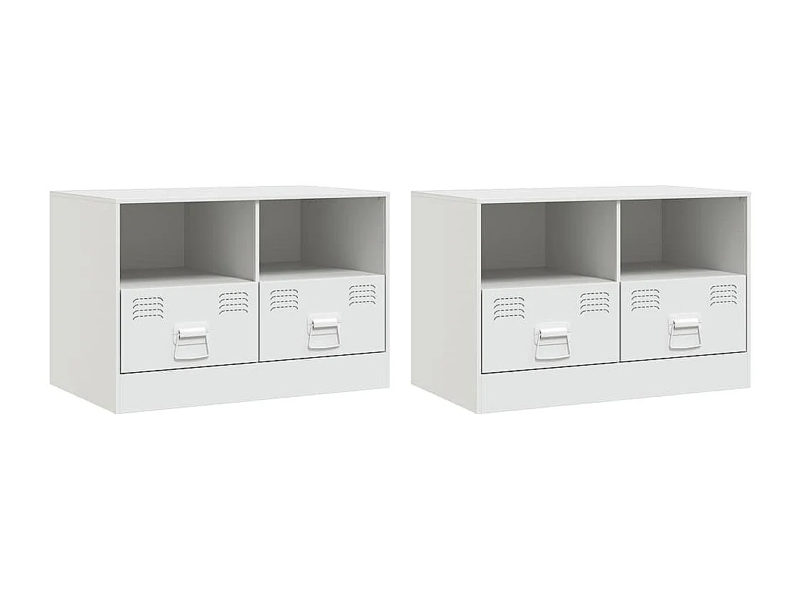 Meubles TV 2 pcs blanc 67x39x44 cm acier