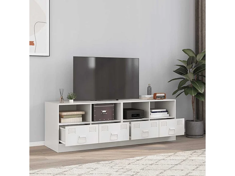 Meubles TV 2 pcs blanc 67x39x44 cm acier