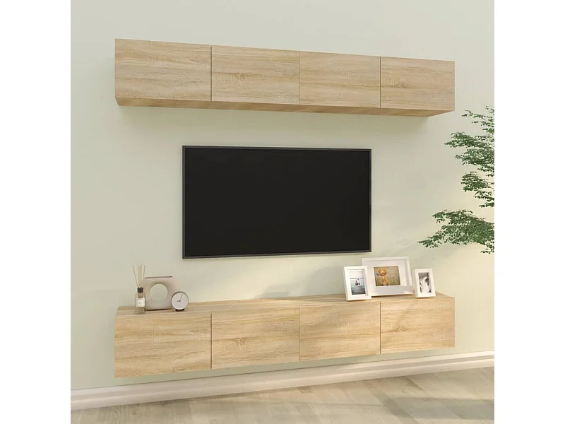4-delige wandmeubels, Sonoma eiken, 100x30x30 cm