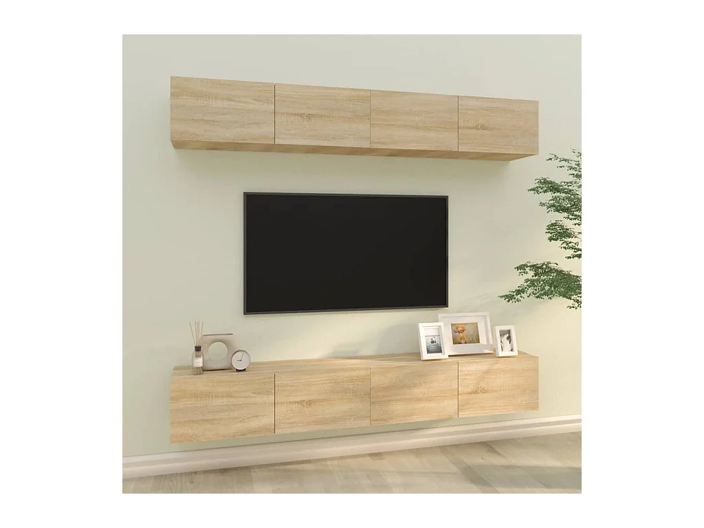 4-delige wandmeubels, Sonoma eiken, 100x30x30 cm