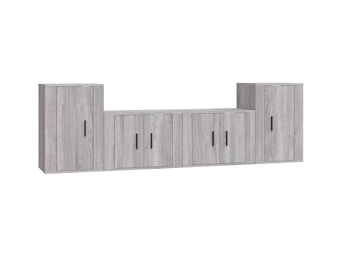 Conjunto de soporte para TV de 4 piezas en madera de ingeniería color gris Sonoma