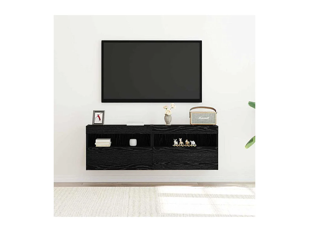 Meuble TV mural Chêne noir 60 x 30 x 40 cm Bois d'ingénierie