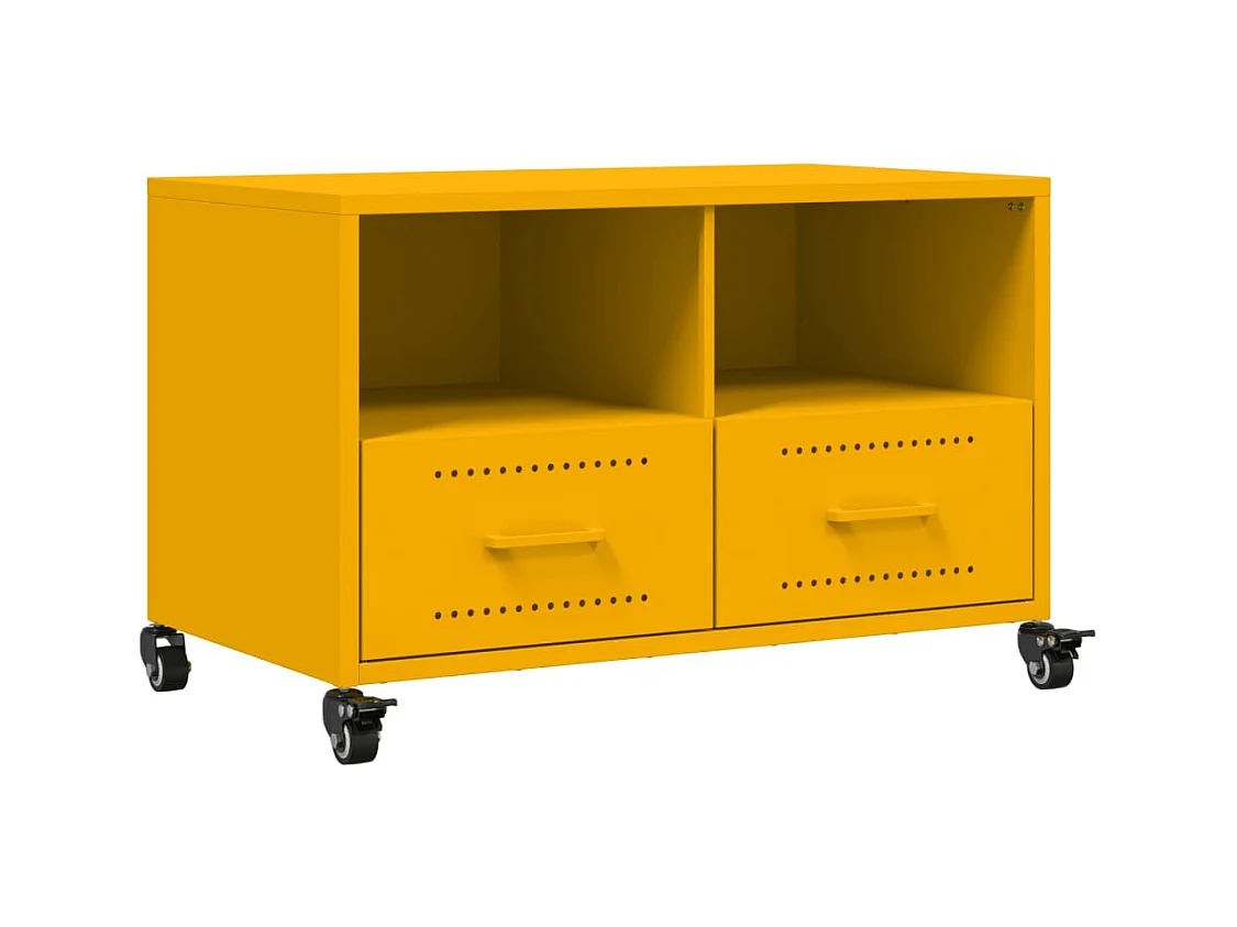 Meuble TV jaune moutarde 68x39x43,5 cm acier
