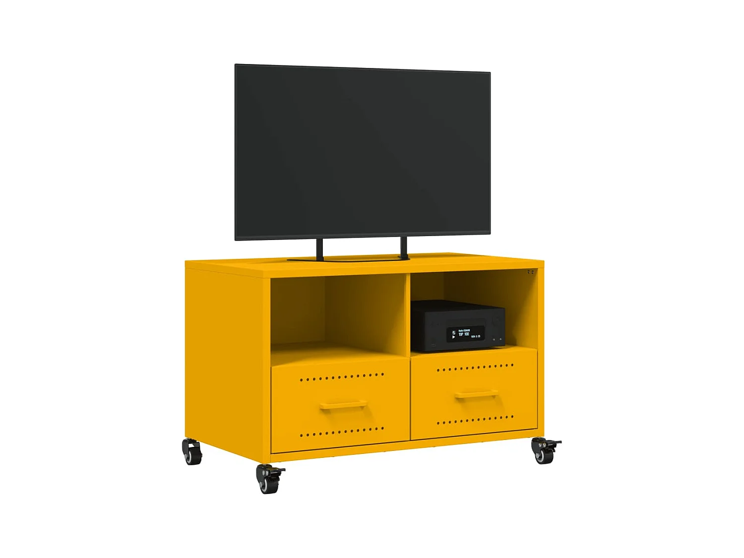 Meuble TV jaune moutarde 68x39x43,5 cm acier