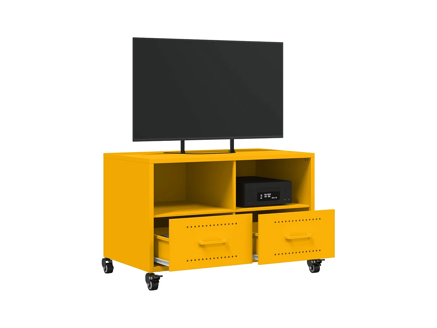 Meuble TV jaune moutarde 68x39x43,5 cm acier