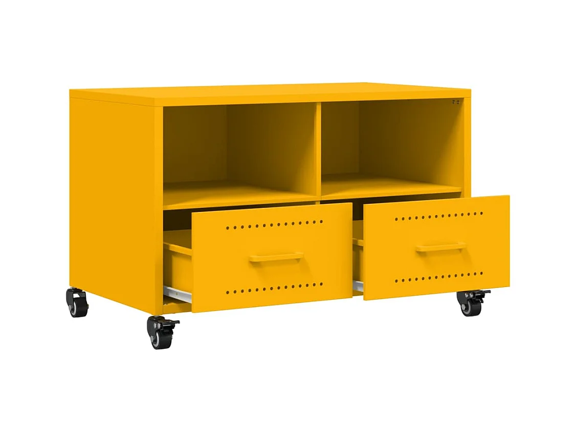 Meuble TV jaune moutarde 68x39x43,5 cm acier