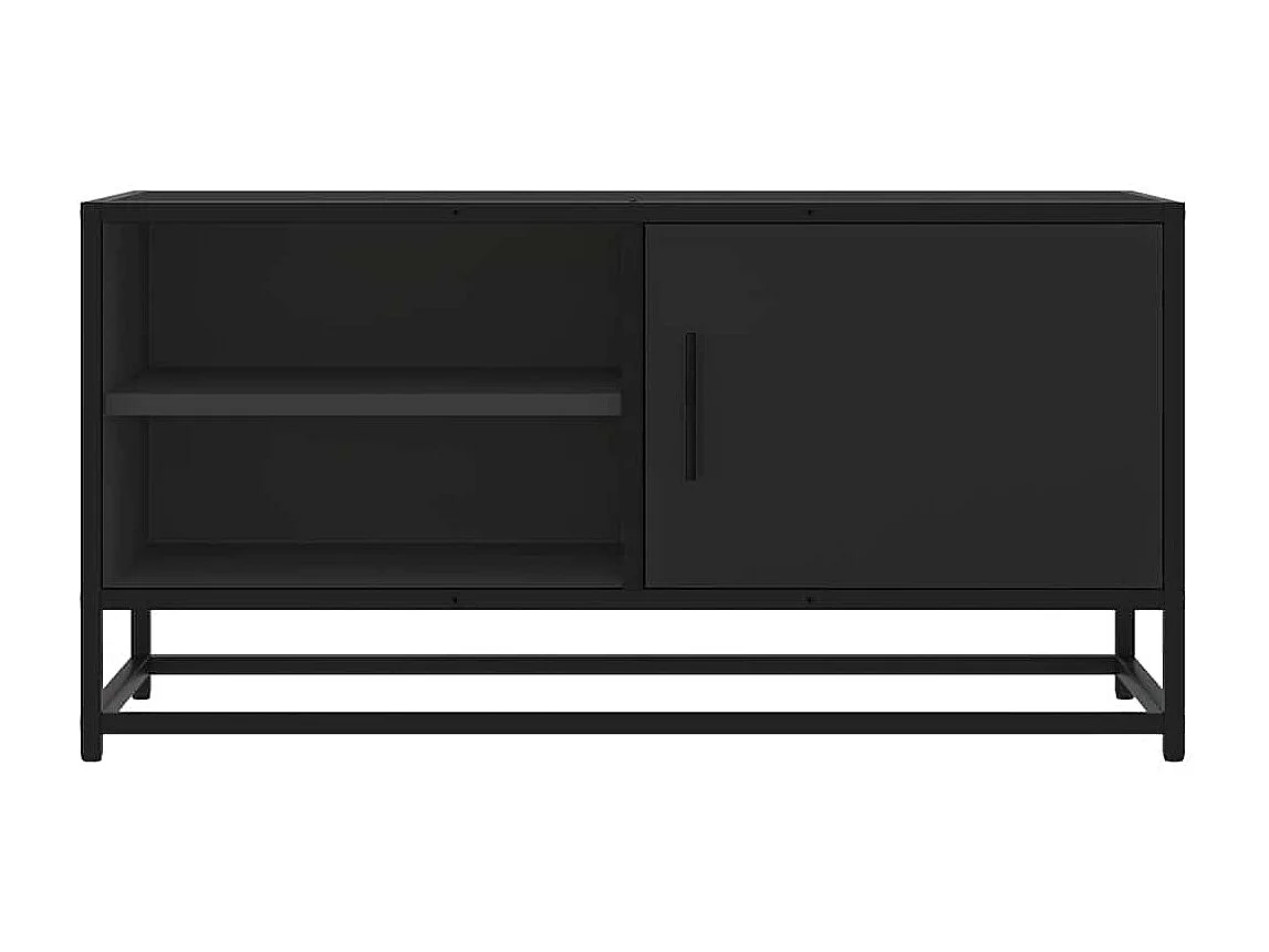 Meuble TV noir 80x34,5x40 cm bois d'ingénierie et métal