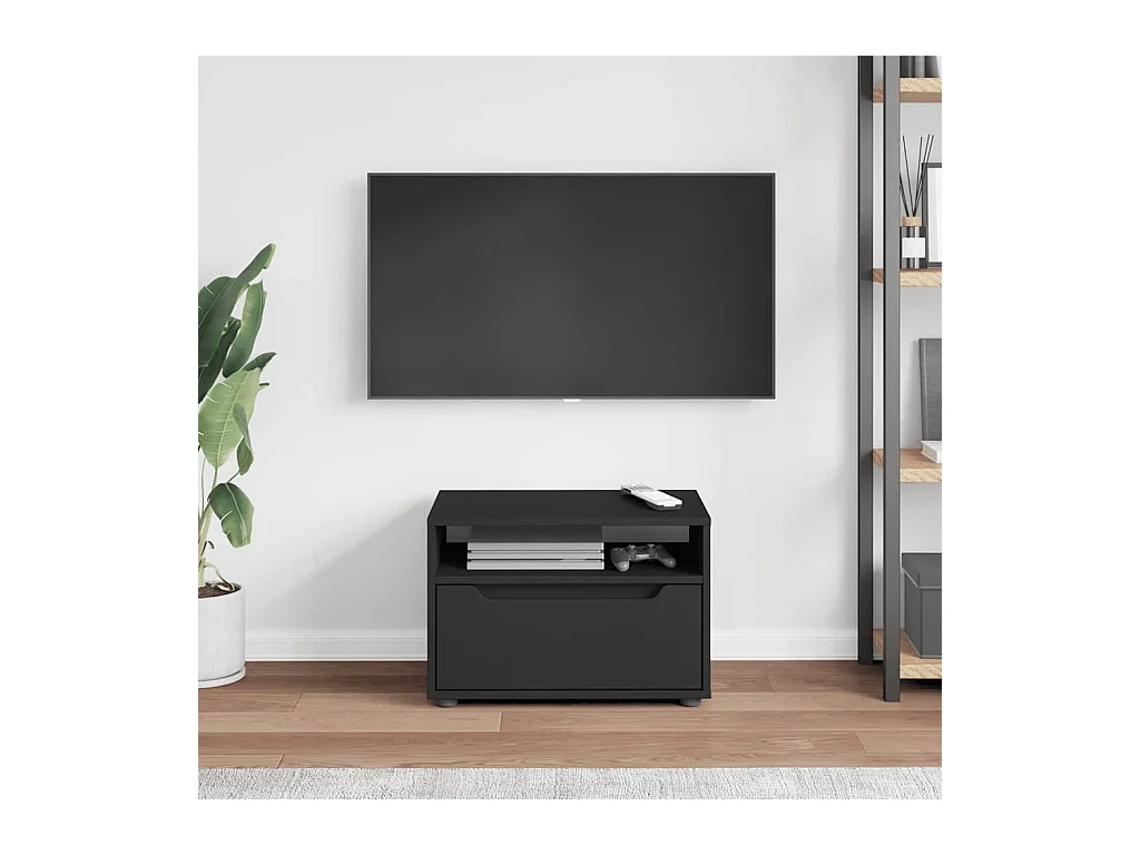 Meuble TV VISNES noir 60x40x38 cm bois d'ingénierie