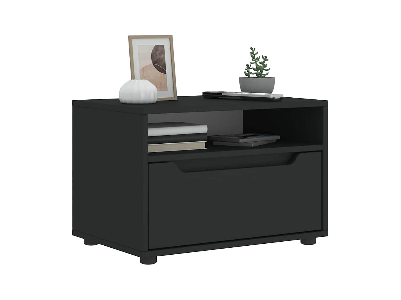 Meuble TV VISNES noir 60x40x38 cm bois d'ingénierie