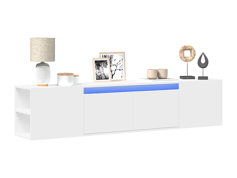 Mobile porta TV a parete con LED bianco 180x31x39,5 cm