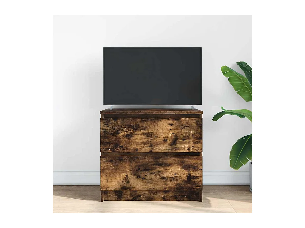 Gerookt eiken tv-meubel 60x35x54 cm bewerkt hout