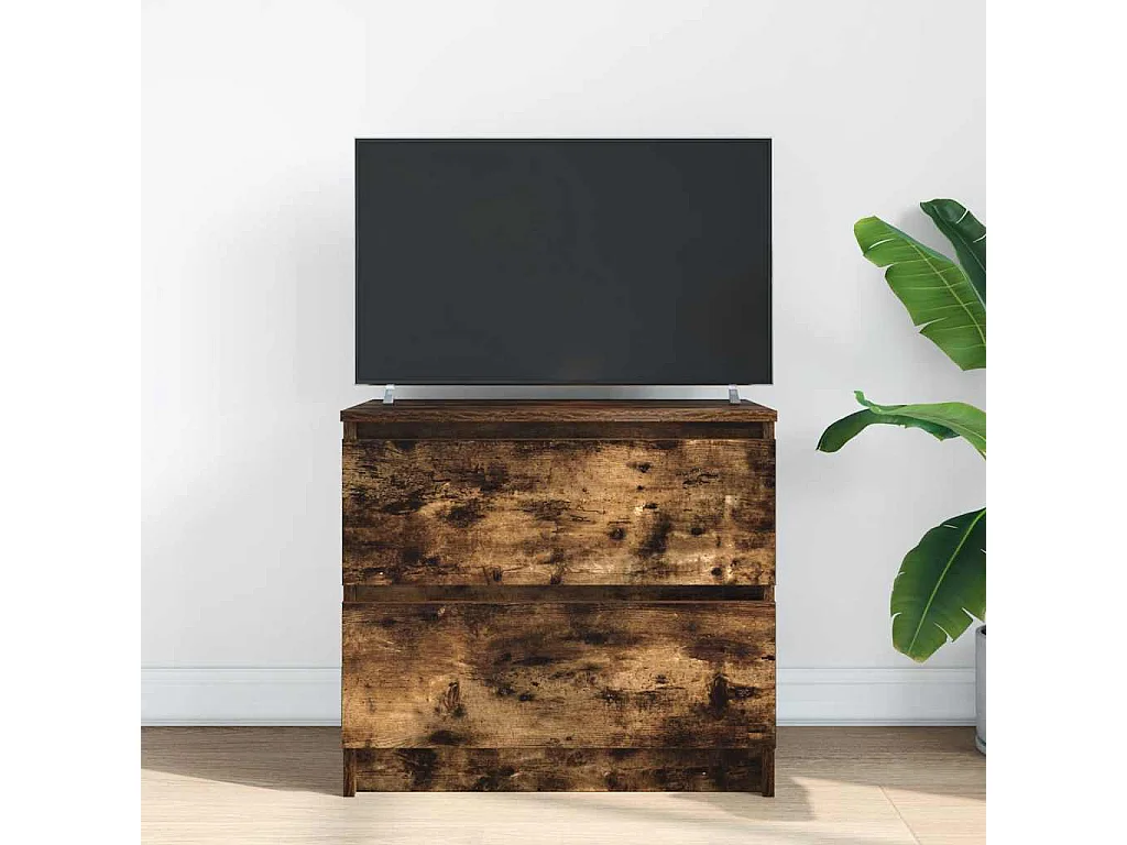 Meuble TV chêne fumé 60x35x54 cm bois d'ingénierie