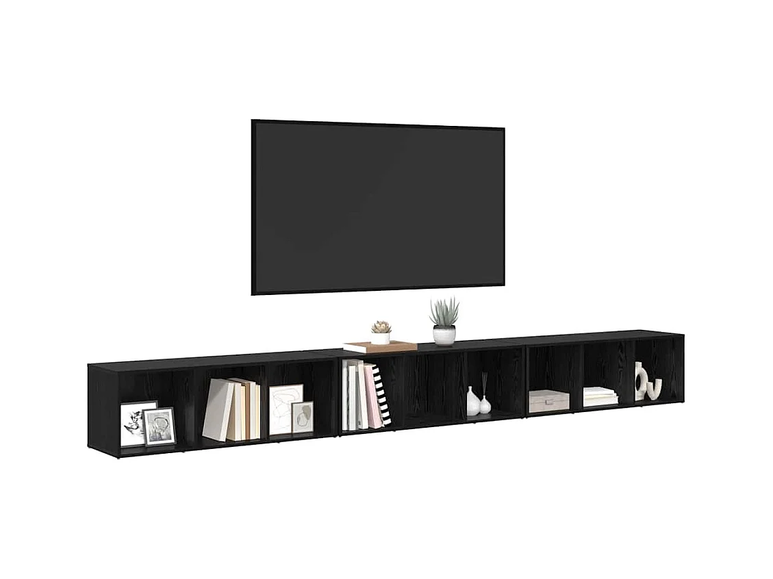 Mobile TV 3 pezzi Rovere nero 37 x 35 x 107,5 cm Legno laminato