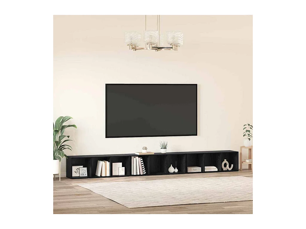 Mobile TV 3 pezzi Rovere nero 37 x 35 x 107,5 cm Legno laminato