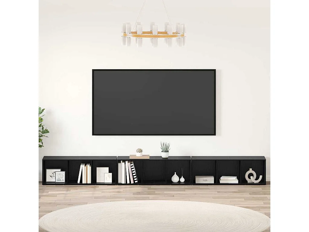 Meuble TV 3 pcs Chêne noir 37 x 35 x 107.5 cm Bois stratifié