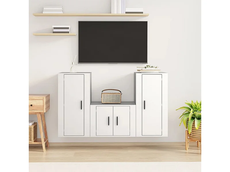Ensemble de meubles TV 3 pcs Blanc Bois d'ingénierie