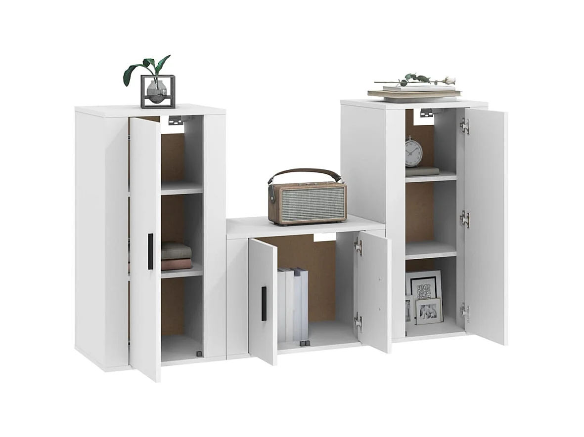 Ensemble de meubles TV 3 pcs Blanc Bois d'ingénierie