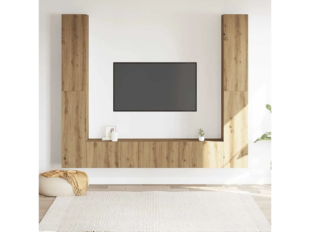 Meubles TV muraux 6 pcs chêne artisanal bois d'ingénierie