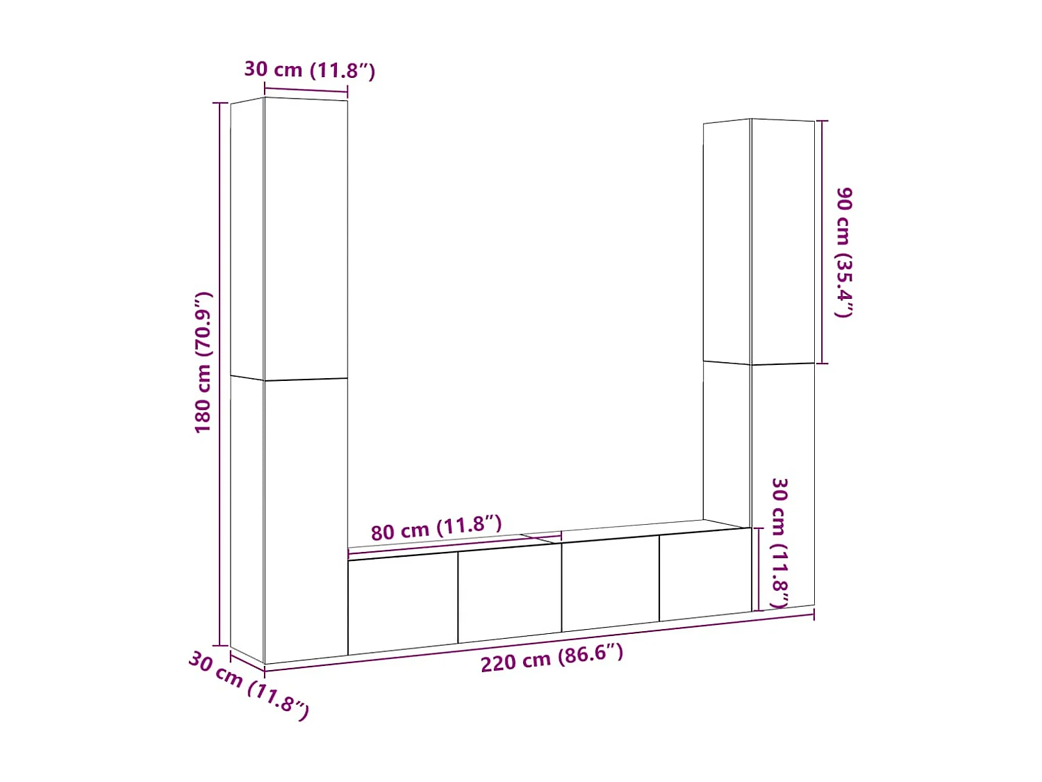 Meubles TV muraux 6 pcs chêne artisanal bois d'ingénierie