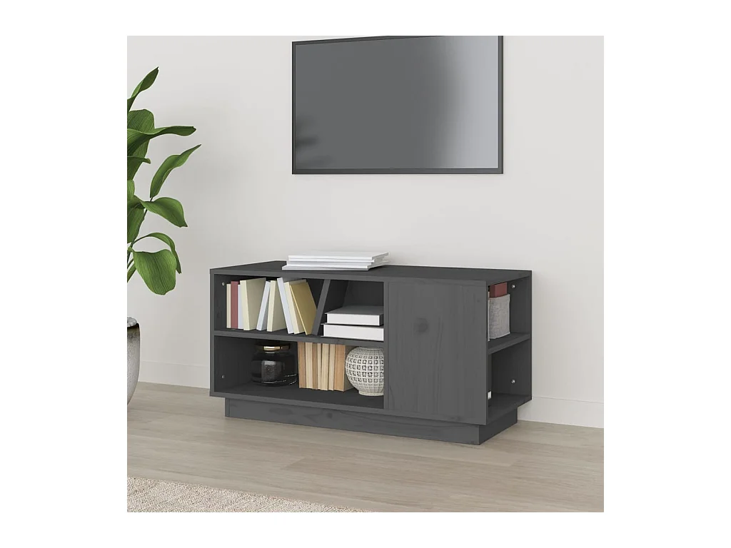 Grijze tv-kast 80x35x40,5 cm Massief grenenhout