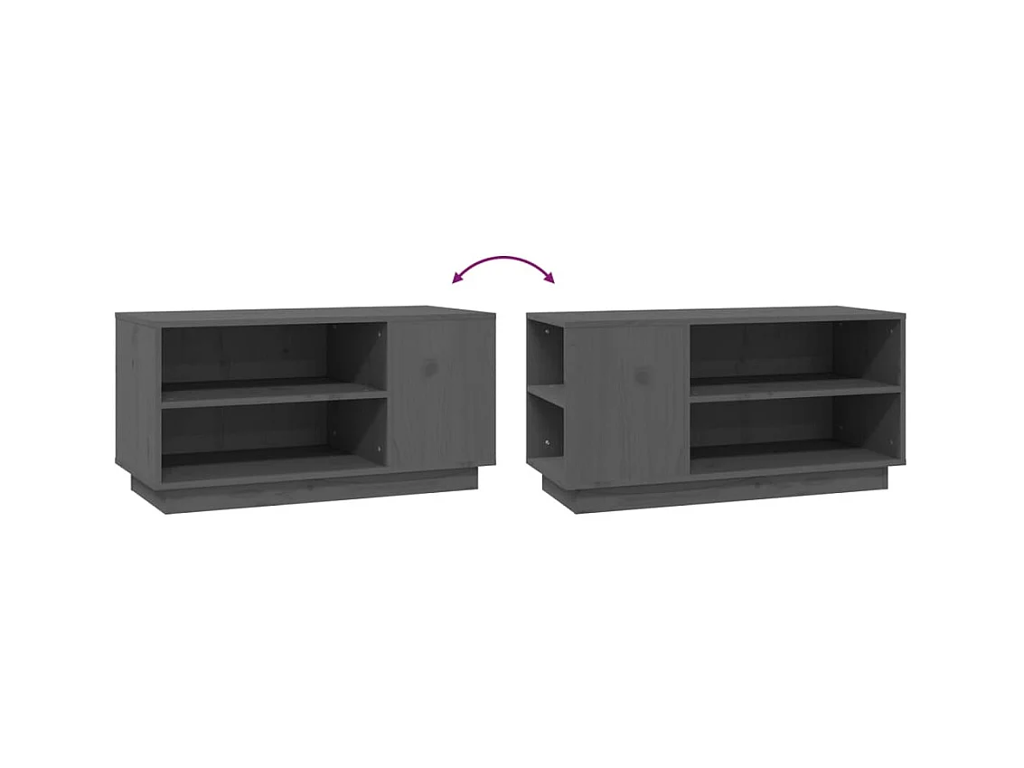 Grijze tv-kast 80x35x40,5 cm Massief grenenhout