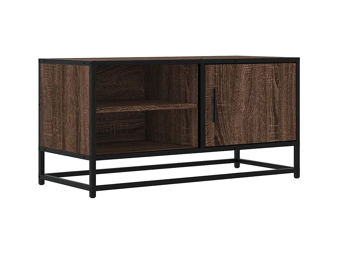 Meuble TV chêne marron 80x34,5x40 cm bois d'ingénierie et métal